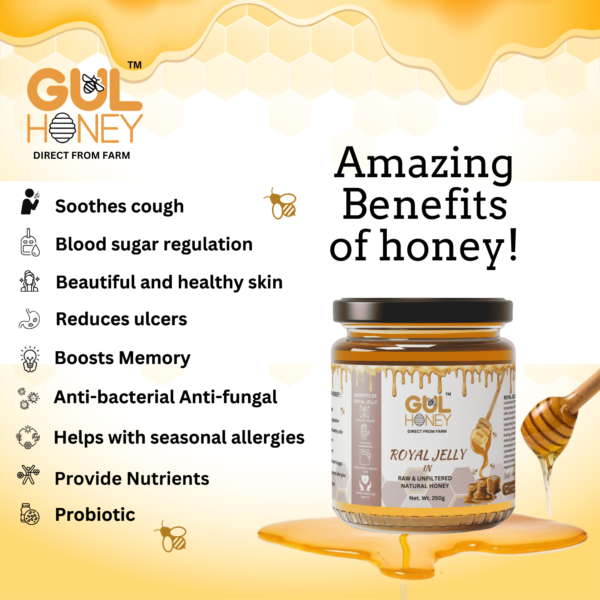 Gul Honey Royal Jelly Honey -100% pure Natural Organic Honey