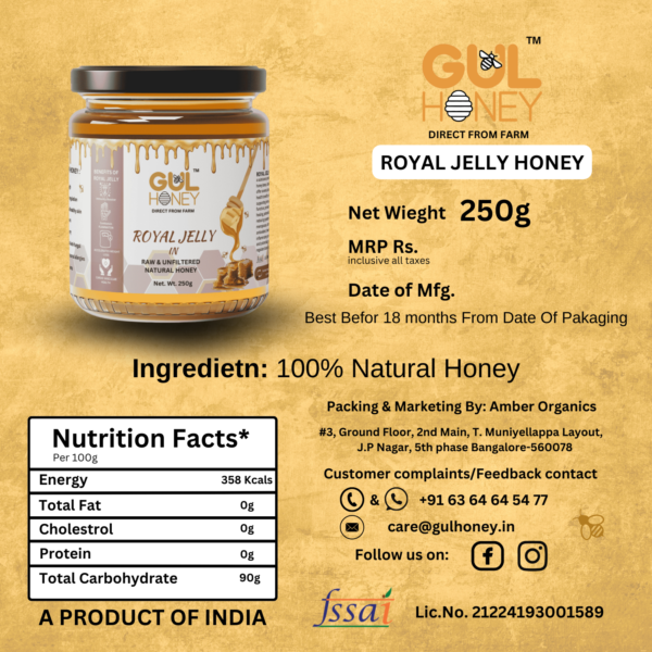 Gul Honey Royal Jelly Honey -100% pure Natural Organic Honey